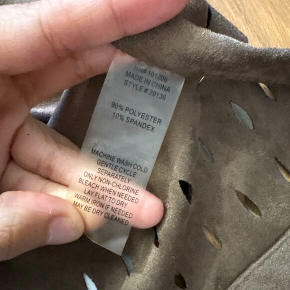 Soft Surroundings Faux Suede Snap Front Poncho One Size Shawl Western Cowgirl - Picture 7 of 9